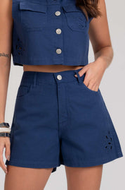 Short Mom Frysaide Azul Marinho Richilie Sarja