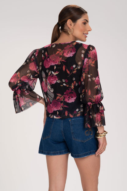 Short Mom Jeans Azul Escuro Frysaide Barra Dobrada