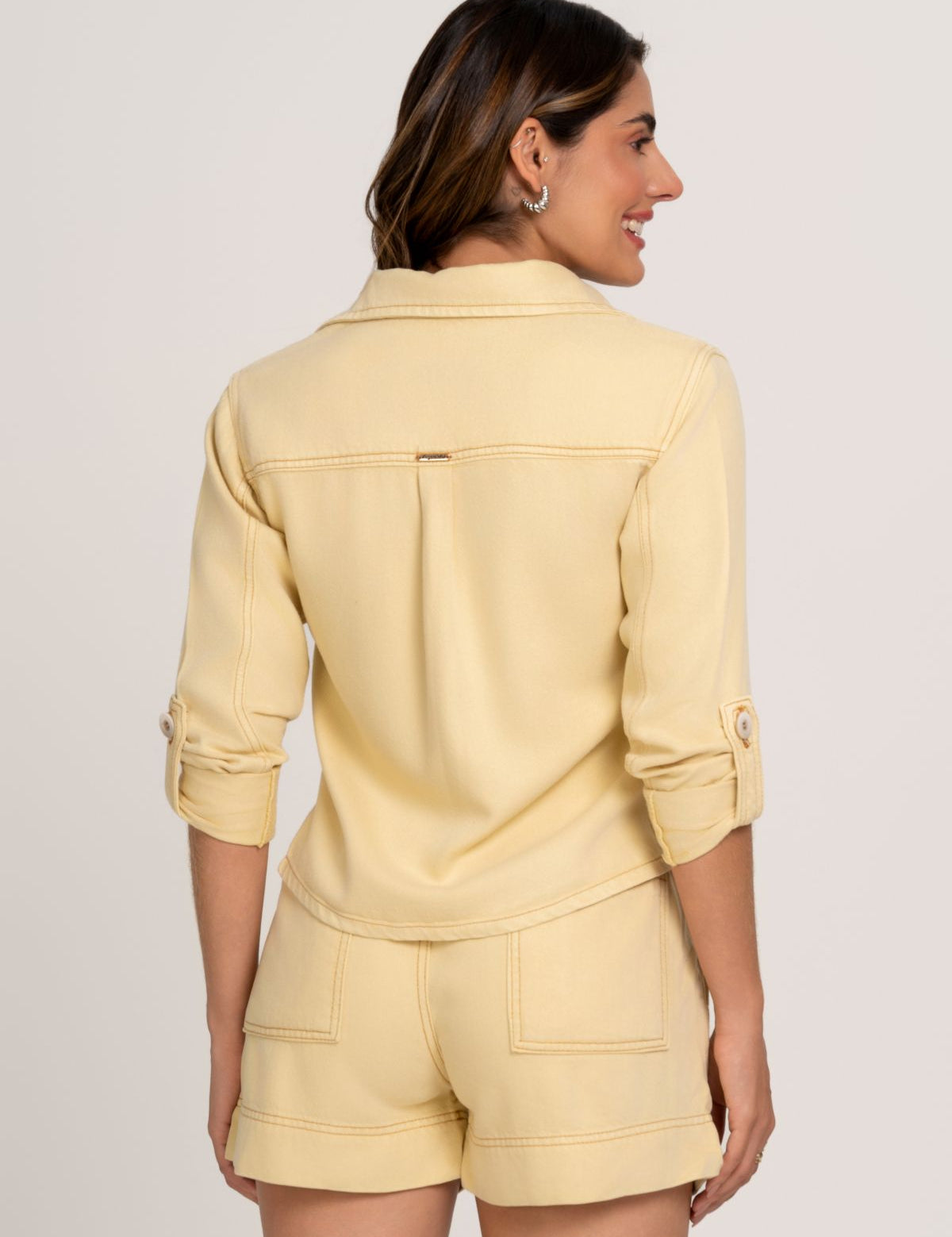 Short Sarja Amarelo Cós Elástico Frysaide