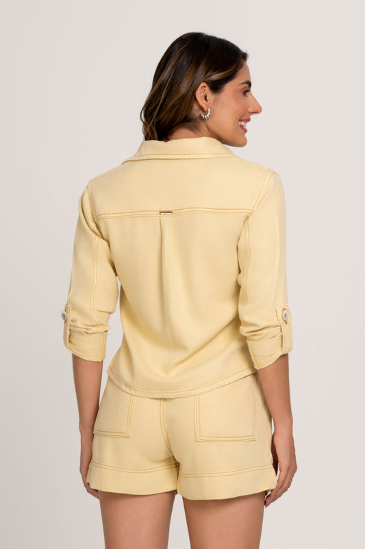 Short Sarja Amarelo Cós Elástico Frysaide