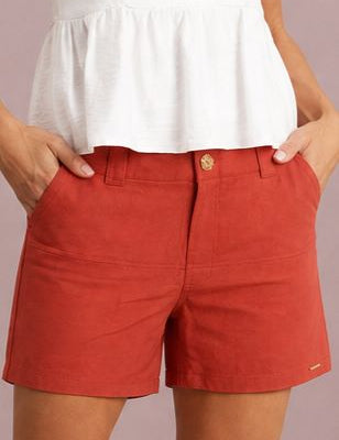 Shorts Meia Loka Terracota Recortes Pespontados