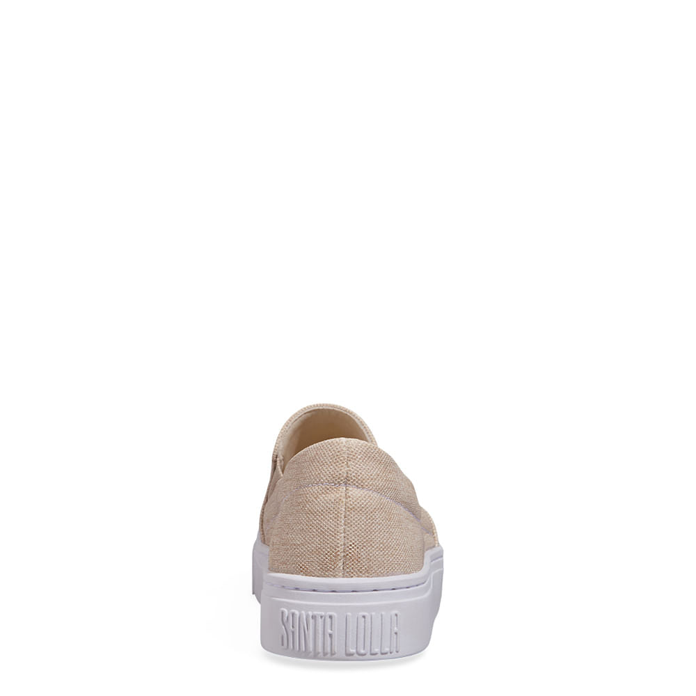 Slip On Santa Lolla Bege Tecido Sola Alta