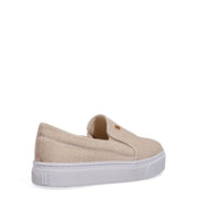 Slip On Santa Lolla Bege Tecido Sola Alta