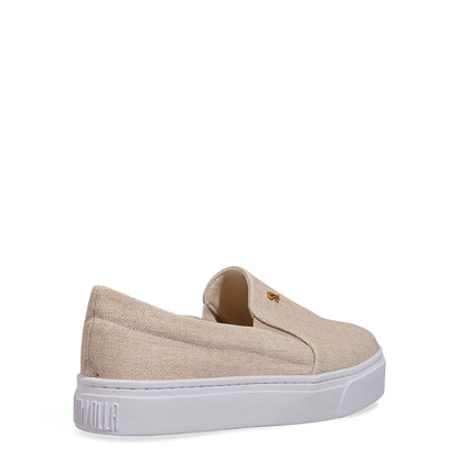 Slip On Santa Lolla Bege Tecido Sola Alta