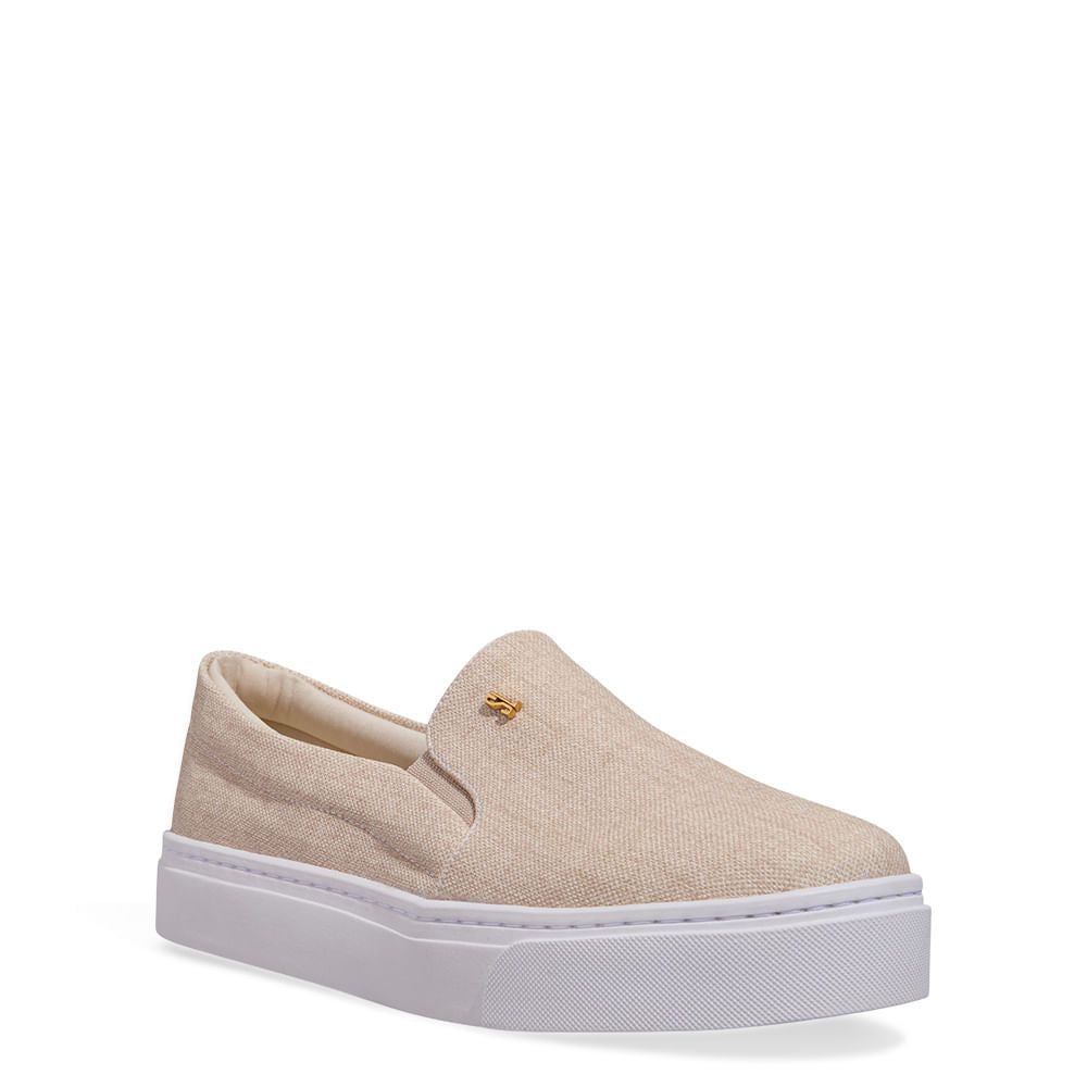 Slip On Santa Lolla Bege Tecido Sola Alta
