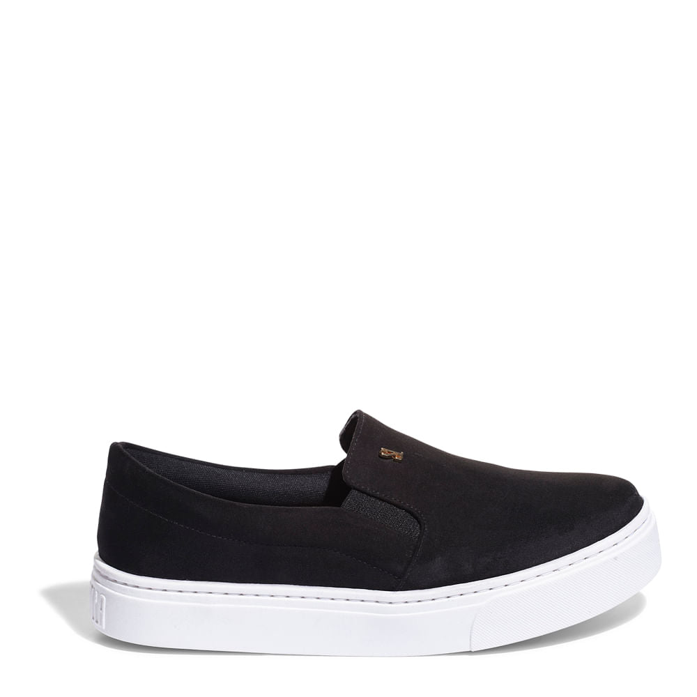 Slip On Santa Lolla Preto Suede Sola Baixa