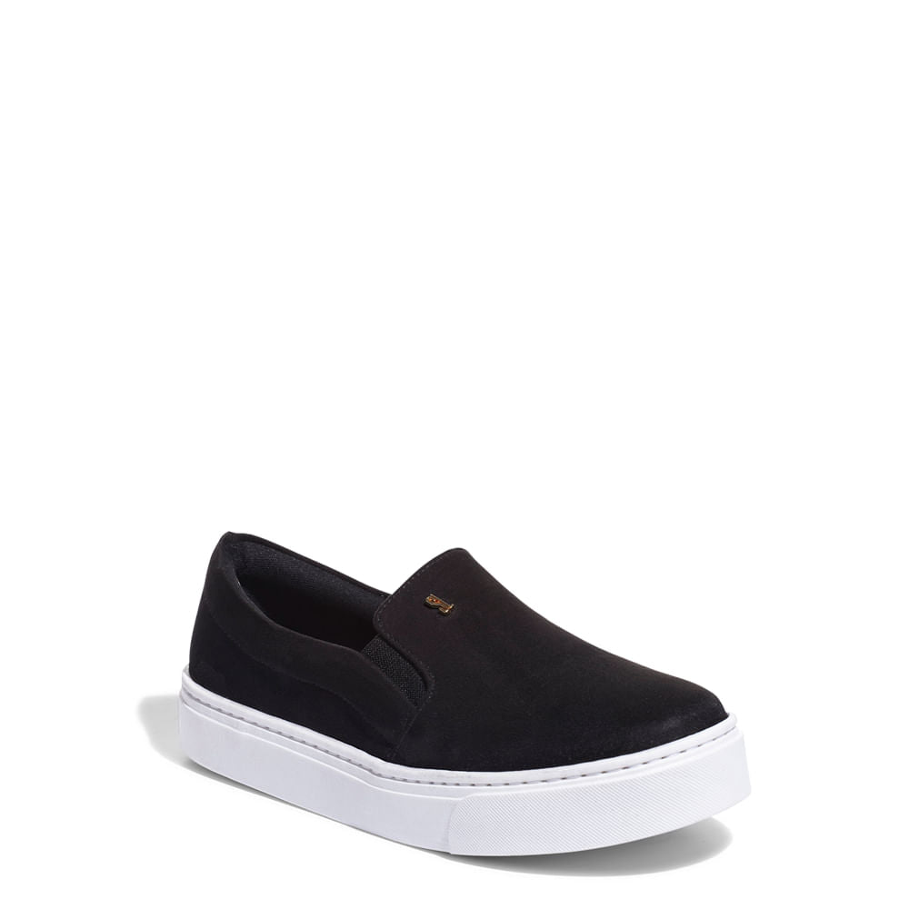 Slip On Santa Lolla Preto Suede Sola Baixa