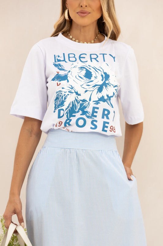 T-Shirt Branca Estampa Liberty Frysaide