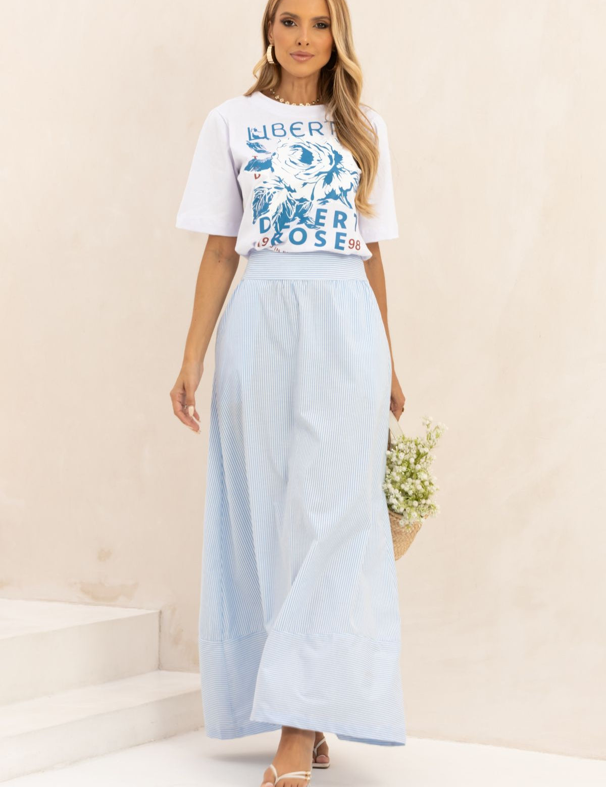 T-Shirt Branca Estampa Liberty Frysaide
