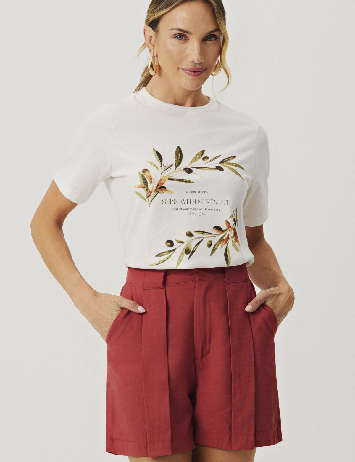 T-Shirt Meia Loka Branca Estampa Floral