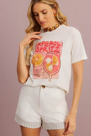 T-Shirt Meia Loka Off White Estampa Aperol Spritz