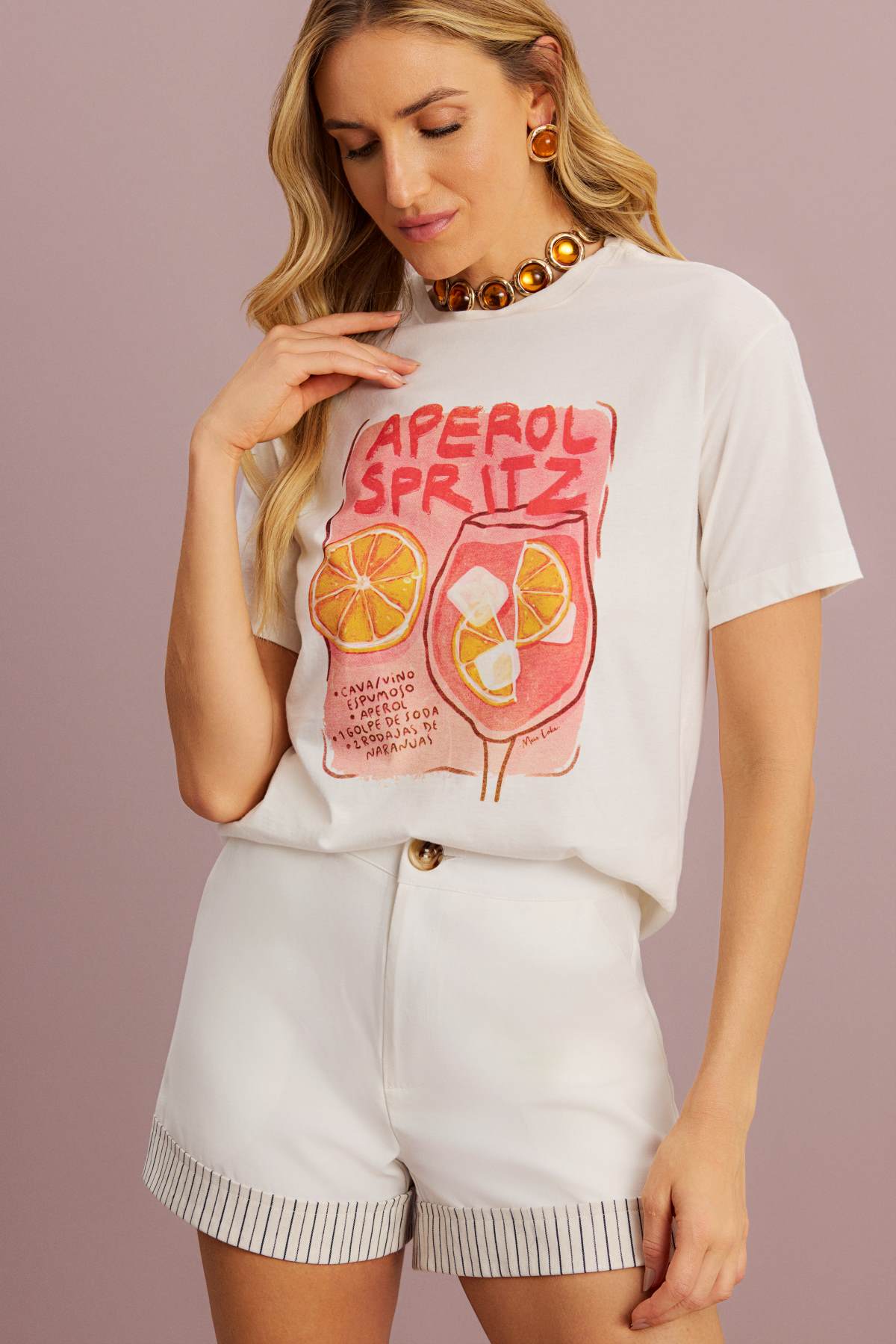 KING TEE DIPPIN' 12インチプロモ T-shirt Off White Meia Loka Estampa Aperol Spritz - 71114.00162