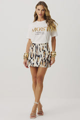 T-Shirt Meia Loka Off White Estampa Most Onça