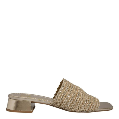 Tamanco Dourado Tramado Degalls Salto Bloco