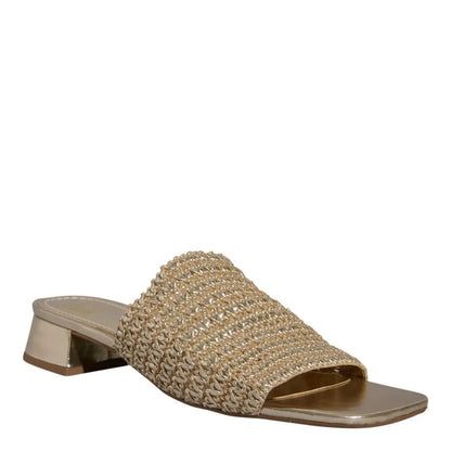 Tamanco Dourado Tramado Degalls Salto Bloco