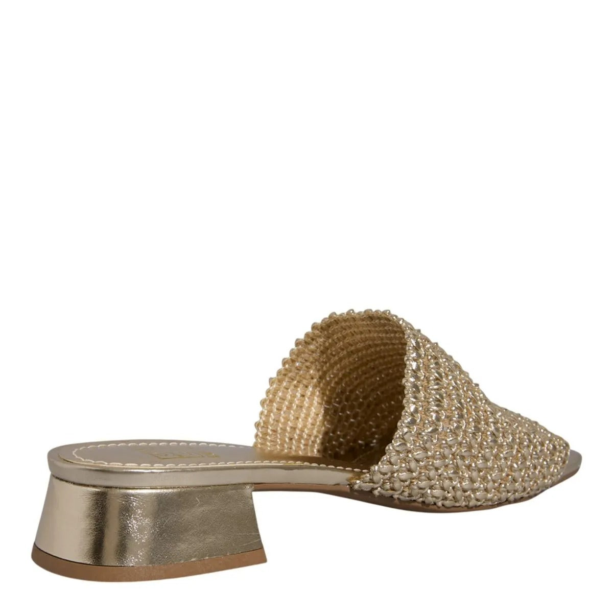 Tamanco Dourado Tramado Degalls Salto Bloco