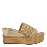 Tamanco Espadrille Dourado Tramado Degalls Salto Plataforma