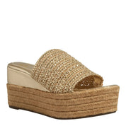 Tamanco Espadrille Dourado Tramado Degalls Salto Plataforma