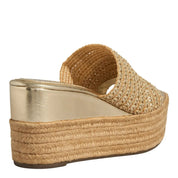 Tamanco Espadrille Dourado Tramado Degalls Salto Plataforma
