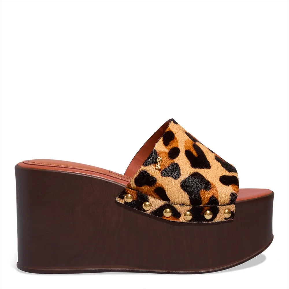 Tamanco Onça Couro Plataforma