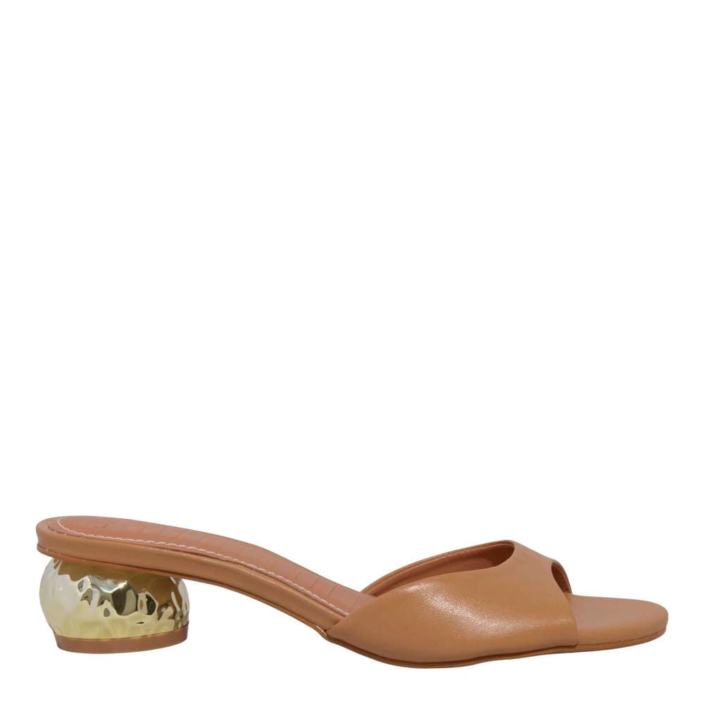 Tamanco Santa Lolla Caramelo Salto Dourado