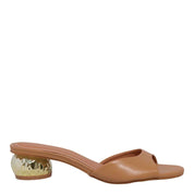 Tamanco Santa Lolla Caramelo Salto Dourado