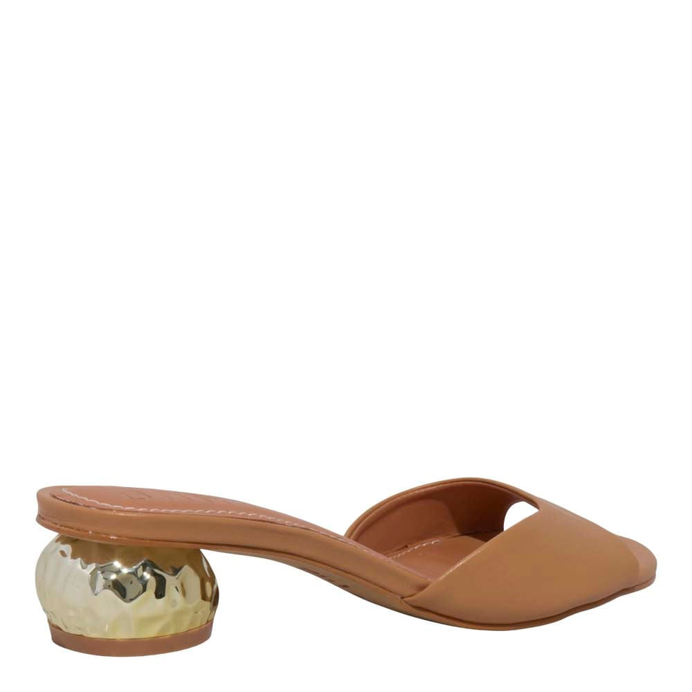 Tamanco Santa Lolla Caramelo Salto Dourado