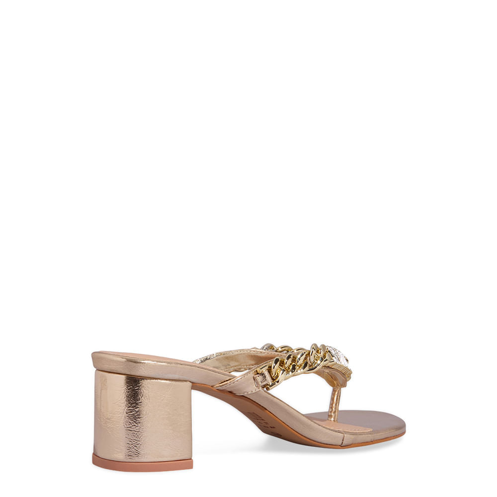 Tamanco Santa Lolla Dourado Corrente Salto Bloco