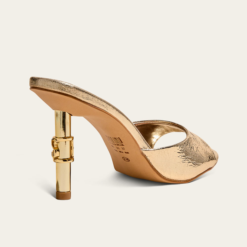 Tamanco Santa Lolla Dourado Couro Metalizado