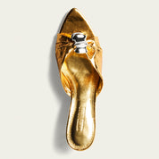 Tamanco Santa Lolla Dourado Couro Metalizado