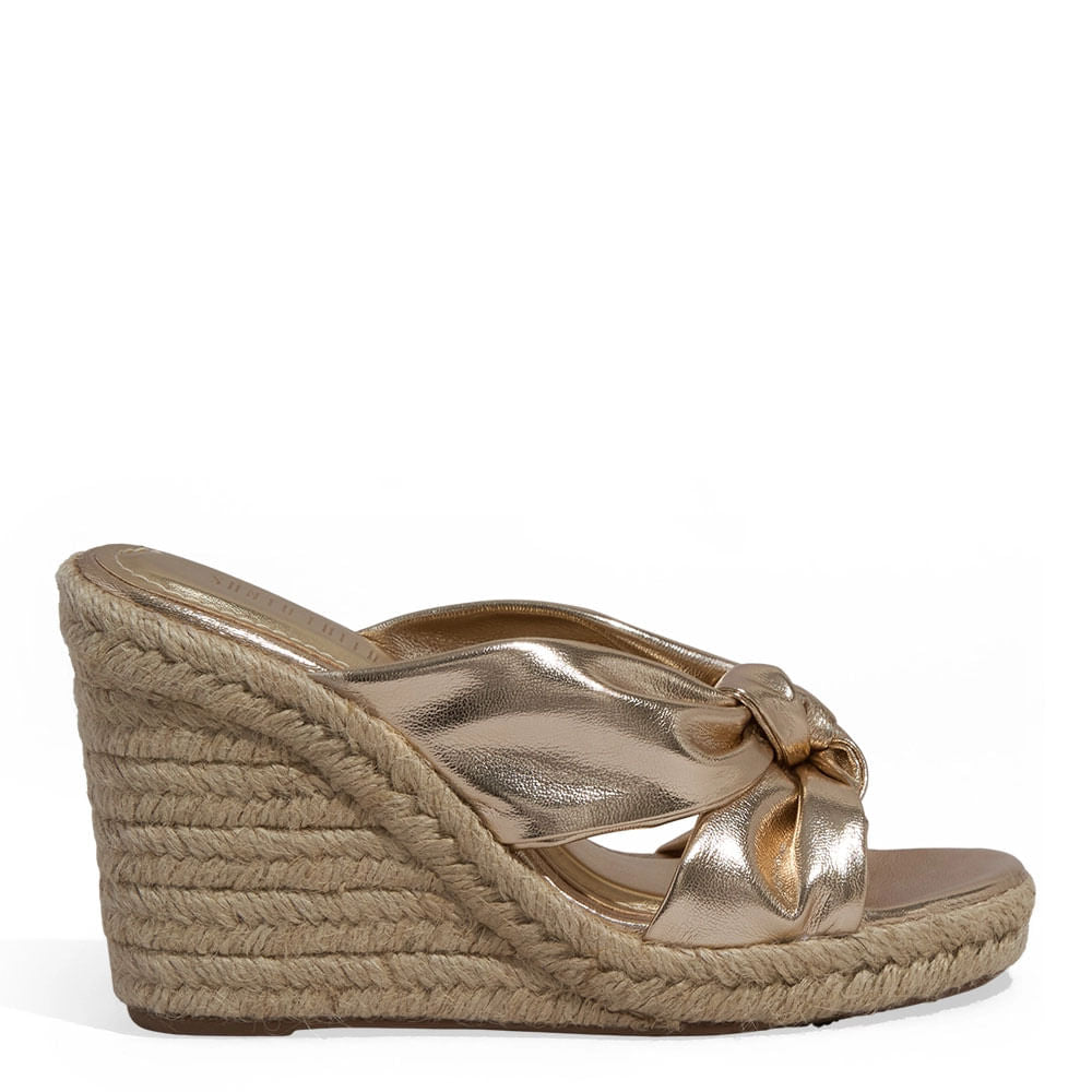 Tamanco Santa Lolla Dourado Espadrille Anabela