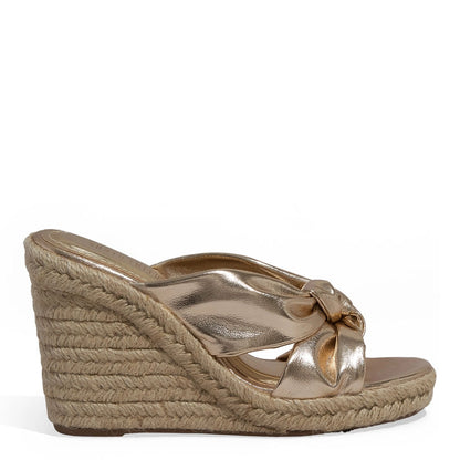 Tamanco Santa Lolla Dourado Espadrille Anabela