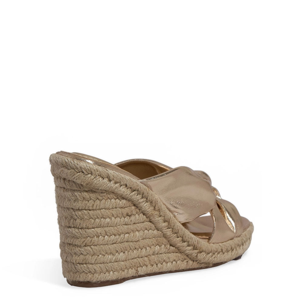 Tamanco Santa Lolla Dourado Espadrille Anabela