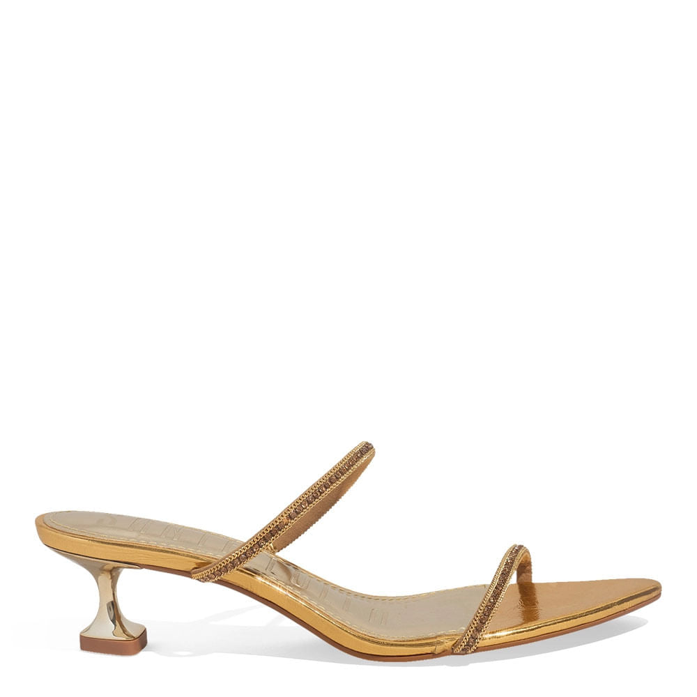 Tamanco Santa Lolla Dourado Metallic Tiras Finas
