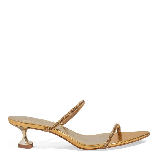 Tamanco Santa Lolla Dourado Metallic Tiras Finas