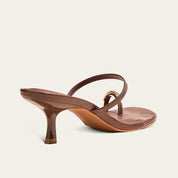 Tamanco Santa Lolla Marrom Detalhe Dourado Salto Fino