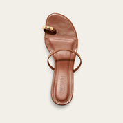 Tamanco Santa Lolla Marrom Detalhe Dourado Salto Fino