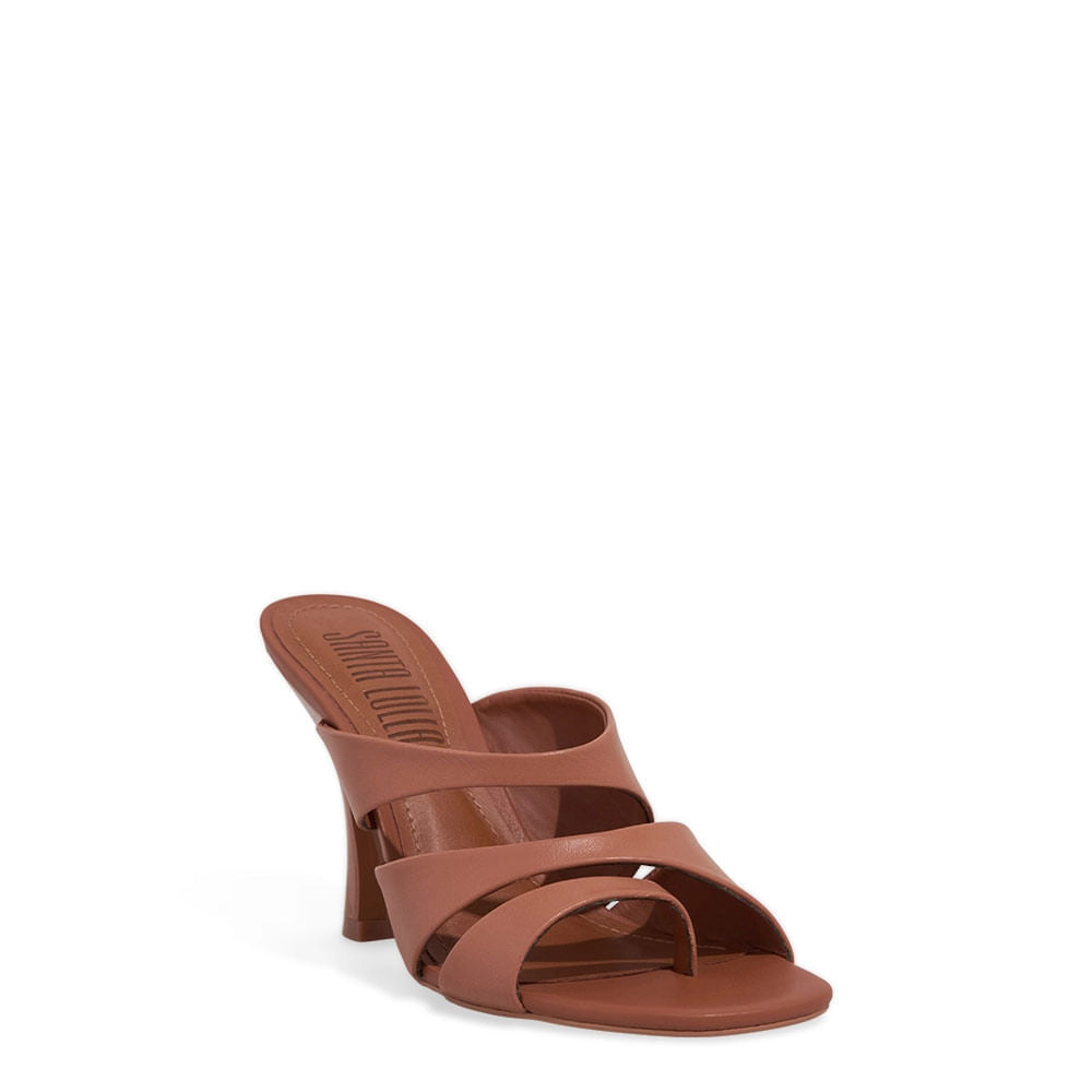 Tamanco Santa Lolla Marrom Tiras Largas Salto Fino