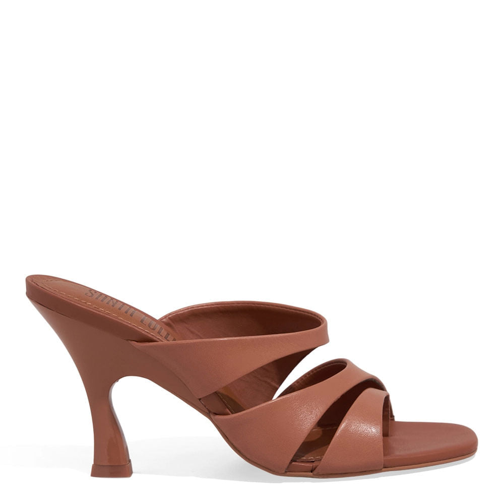 Tamanco Santa Lolla Marrom Tiras Largas Salto Fino