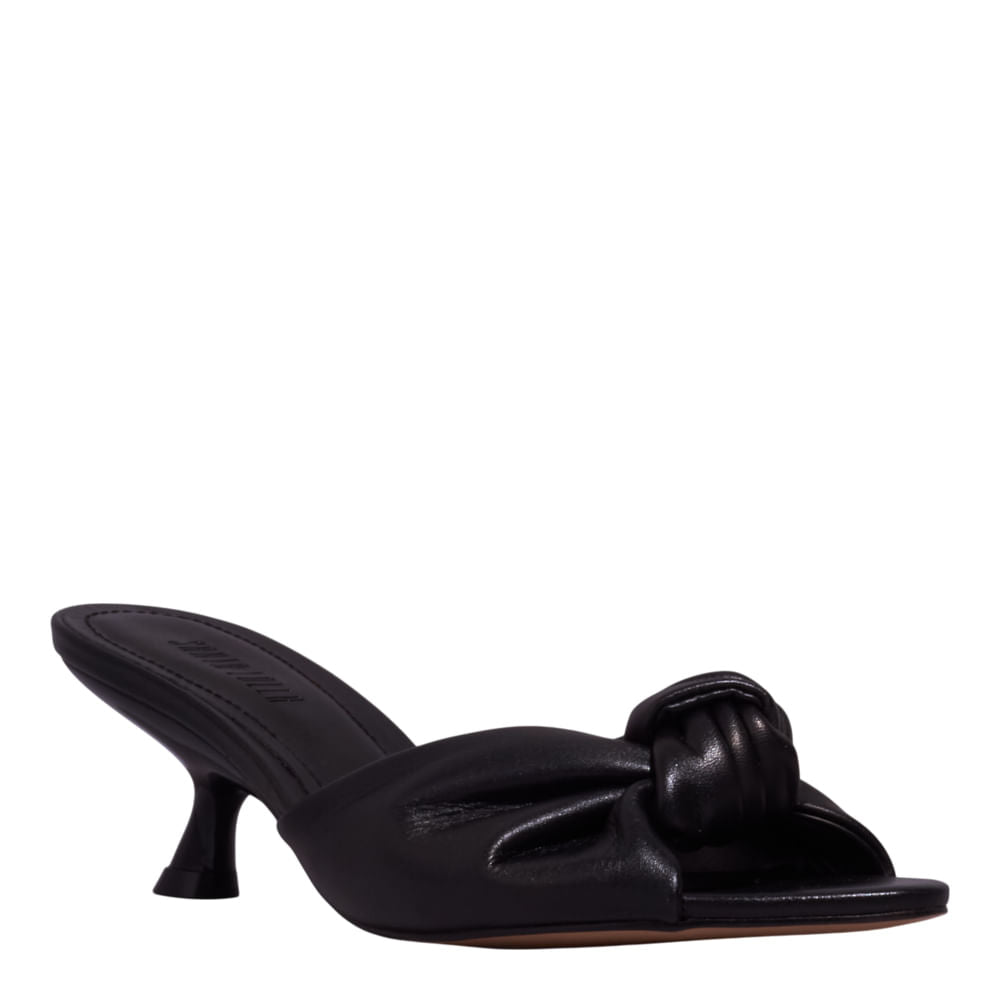 Tamanco Santa Lolla Preto Couro Salto Baixo