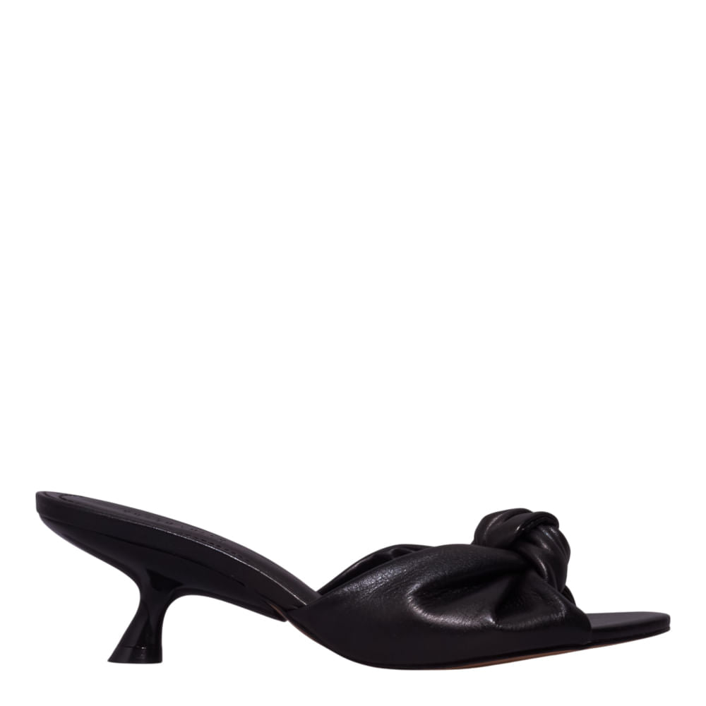 Tamanco Santa Lolla Preto Couro Salto Baixo