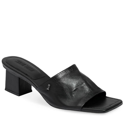 Tamanco Santa Lolla Preto Couro Salto Bloco