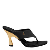 Tamanco Santa Lolla Preto Salto Alto Dourado