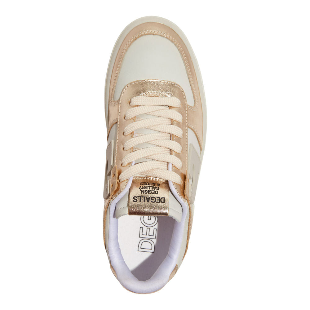 Tênis Degalls Off White Couro Detalhes Dourados