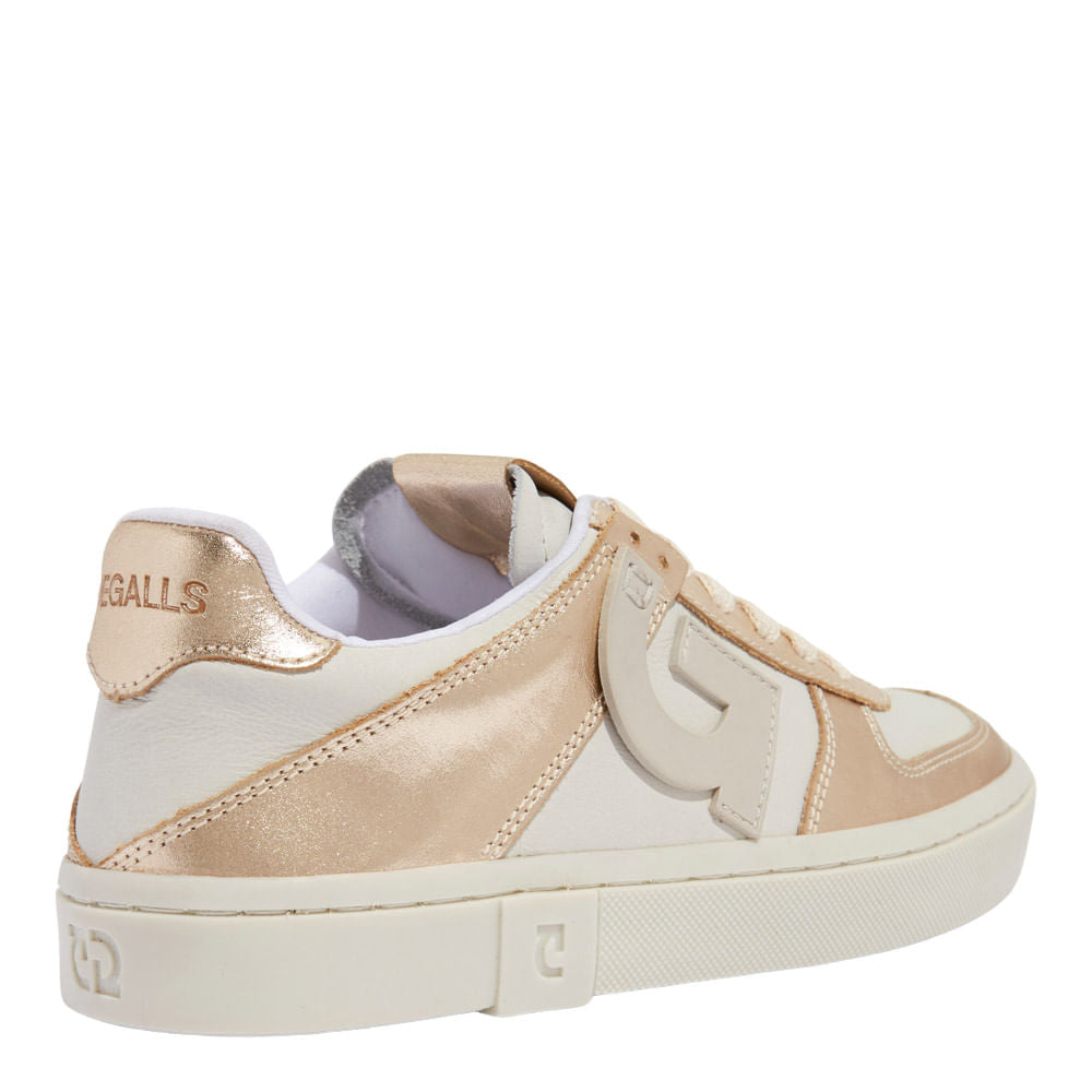 Tênis Degalls Off White Couro Detalhes Dourados