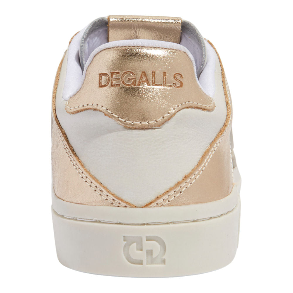 Tênis Degalls Off White Couro Detalhes Dourados