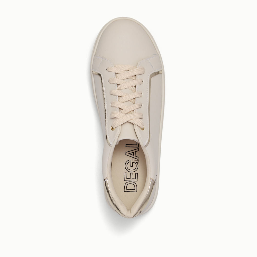 Tênis Degalls Off White Retrô Recortes Dourados