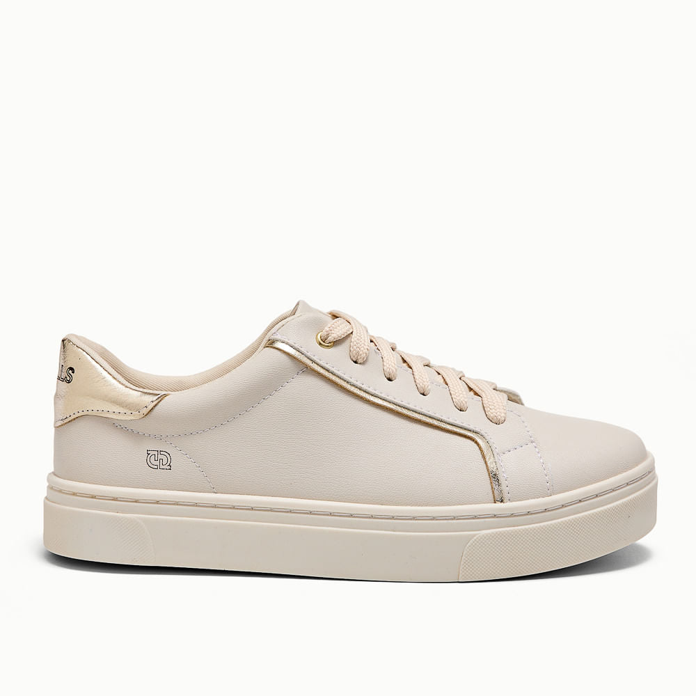 Tênis Degalls Off White Retrô Recortes Dourados