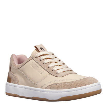 Tênis Santa Lolla Bege Couro Recorte Camurça