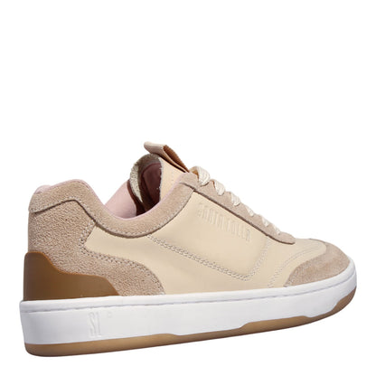 Tênis Santa Lolla Bege Couro Recorte Camurça